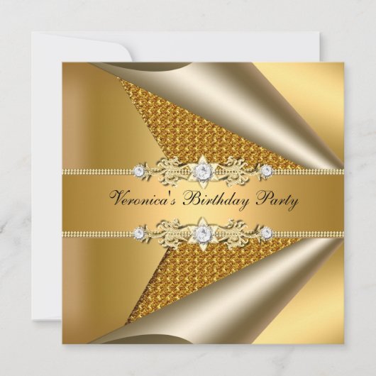 Elegant Classy Womans Gold Birthday Party Kaart (Voorkant)