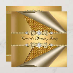 Elegant Classy Womans Gold Birthday Party Kaart