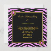 Elegant Classy Zebra Pink Gold Birthday Party Kaart (Achterkant)