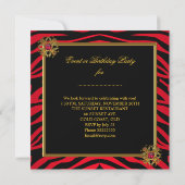 Elegant Classy Zebra Red Gold Birthday Party Kaart (Achterkant)