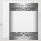 Elegant Classy Zilveren Damast Embossed Jewel Gepersonaliseerd Briefhoofd (Voorkant / Achterkant)