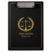 Elegant Classy Zwart & Goud Advocaat Klembord (Voorkant)