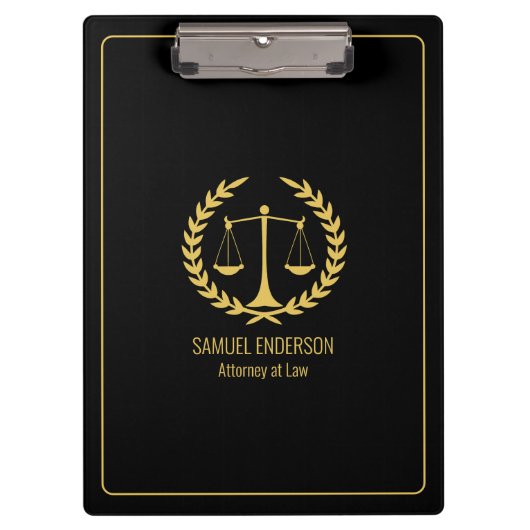 Elegant Classy Zwart & Goud Advocaat Klembord (Voorkant)