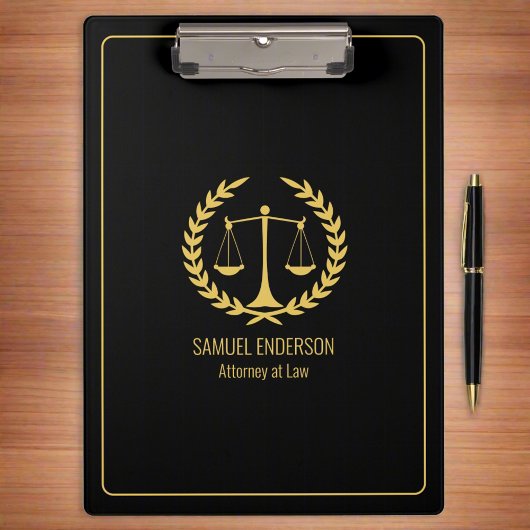 Elegant Classy Zwart & Goud Advocaat Klembord