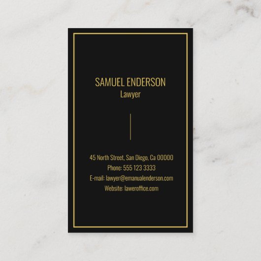 Elegant Classy Zwart & Goud Advocaat Visitekaartje (Achterkant)