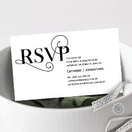 Elegant Classy, Zwart Script, RSVP reageren Informatiekaartje
