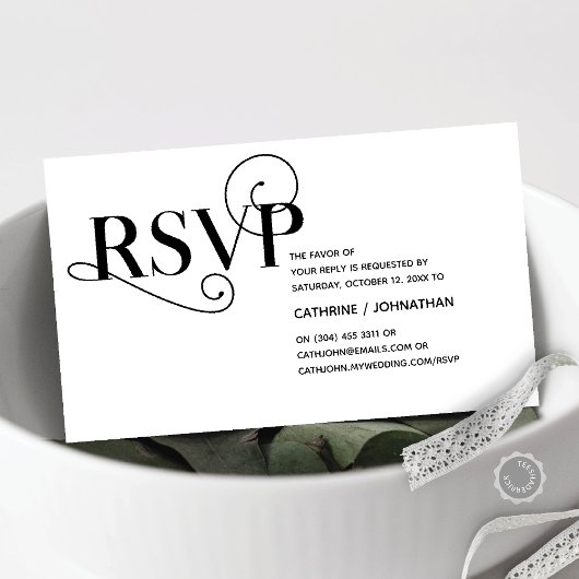 Elegant Classy, Zwart Script, RSVP reageren Informatiekaartje
