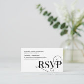 Elegant Classy, Zwart Script, RSVP reageren Informatiekaartje (Staand voorkant)