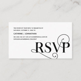 Elegant Classy, Zwart Script, RSVP reageren Informatiekaartje