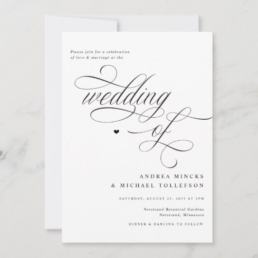 Elegant Classy  zwart-wit bruiloft Kaart (Voorkant)