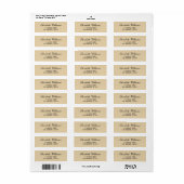 Elegant Clean Beige Goud Eenvoudig Script Adres Etiket (Full Sheet)