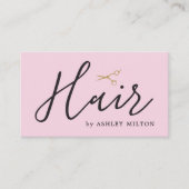 Elegant Clean Bleek Roos Scissors Hair Stylist Visitekaartje (Voorkant)