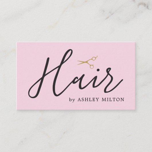 Elegant Clean Bleek Roos Scissors Hair Stylist Visitekaartje (Voorkant)