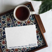 Elegant Clean Blue Lines Naam toevoegen Notitiekaartje