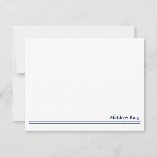 Elegant Clean Blue Lines Naam toevoegen Notitiekaartje (Voorkant)