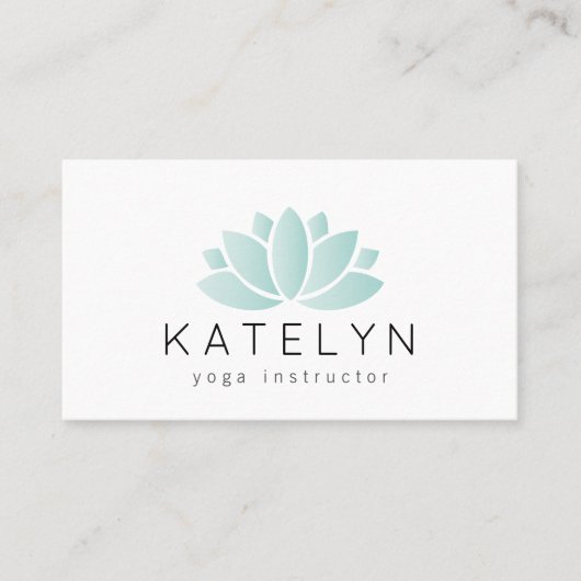 Elegant Clean Blue Lotus Icon Yoga Instructor Visitekaartje (Voorkant)