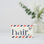 Elegant Clean Blue Red Hair Stylist Afspraak Visitekaartje (Staand voorkant)