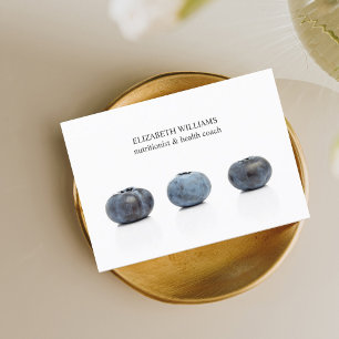 Elegant Clean Blueberry Nutritionist Health Coach Visitekaartje