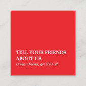 Elegant Clean Bold Red White Salon Aanbevelingskaartje (Voorkant)