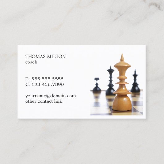 Elegant Clean Chess Figures Coach Visitekaartje (Voorkant)