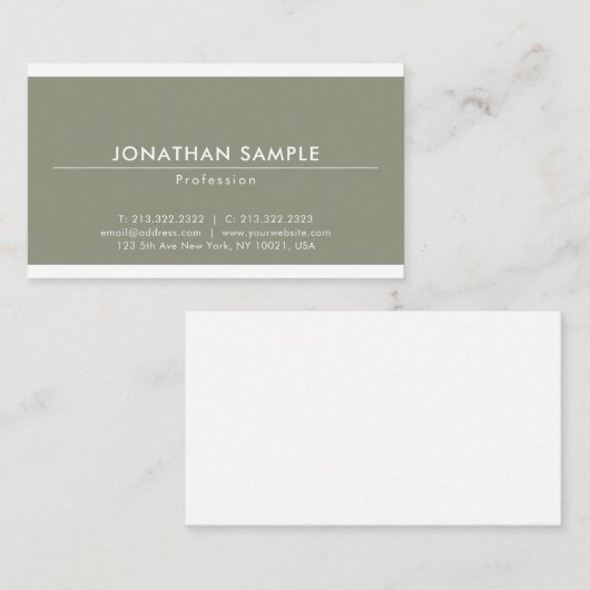 Elegant Clean Design Modern Plain Luxury Trendy Visitekaartje (Voorkant / Achterkant)