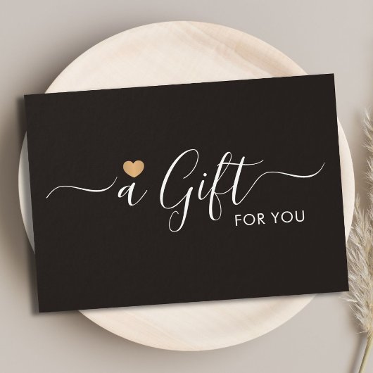 Elegant Clean Faux Gold Heart Ivory Black Visitekaartje