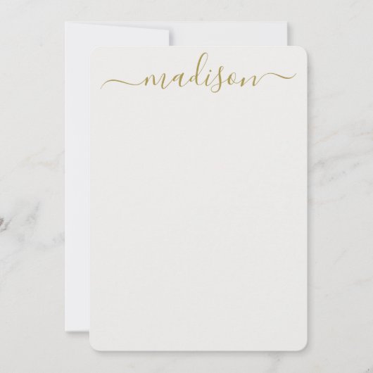 Elegant Clean Gold Typografie Naam Script Notitiekaartje (Voorkant)