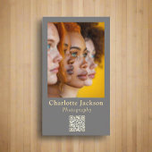 Elegant Clean Grey Fotografie & QR-code Visitekaartje