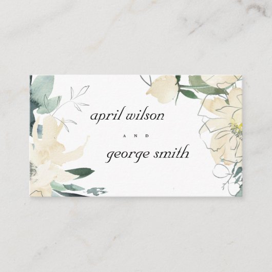 ELEGANT CLEAN IVORY GREEN FLORAL WEDDING WEBSITE VISITEKAARTJE (Voorkant)