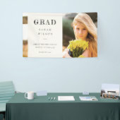 Elegant Clean Minimal Clean Photo Afstuderen Spandoek (Beurs)