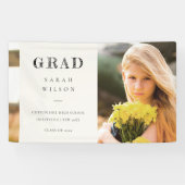 Elegant Clean Minimal Clean Photo Afstuderen Spandoek (Horizontaal)