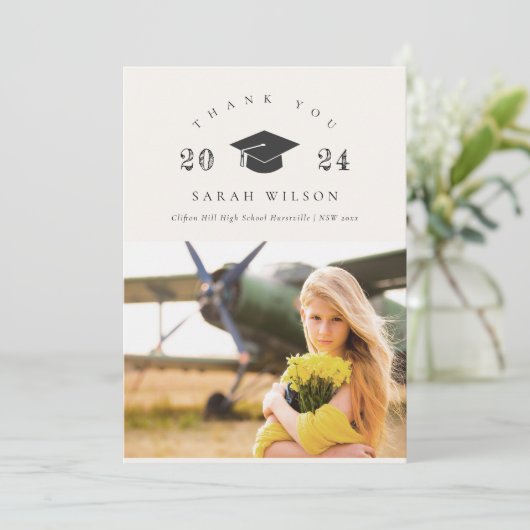 Elegant Clean Minimal Clean Photo Gradup Bedankkaart (Staand voorkant)