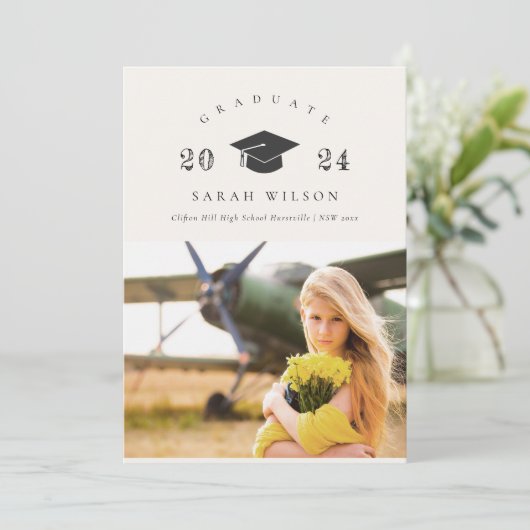 Elegant Clean Minimal Clean Photo Gradup Kaart (Staand voorkant)