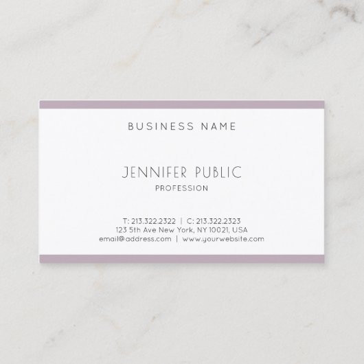 Elegant Clean Modern Minimalist Plain Paarse Wit Visitekaartje (Achterkant)