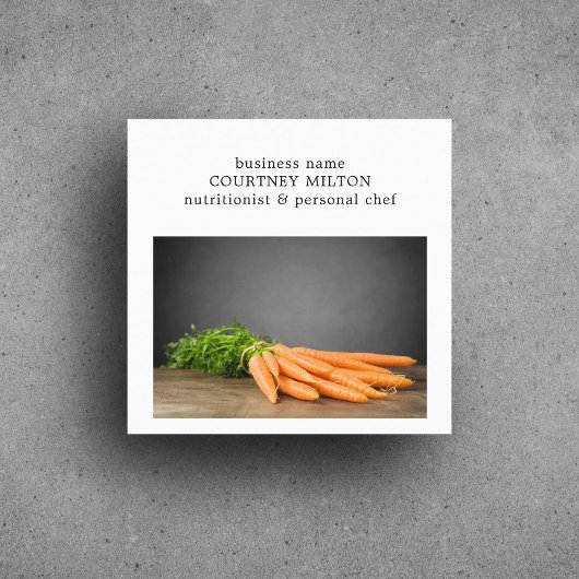 Elegant Clean Personal Chef Nutritionist Carrots Vierkante Visitekaartje