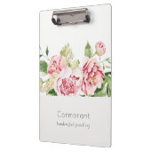 Elegant Clean Pink Green Waterverf Peony Floral Klembord (Links)