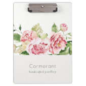 Elegant Clean Pink Green Waterverf Peony Floral Klembord (Voorkant)