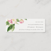 Elegant Clean Pink Green Waterverf Peony Floral Mini Visitekaartje (Achterkant)