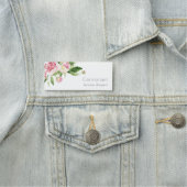 Elegant Clean Pink Green Waterverf Peony Floral Naamplaatje (In situ)