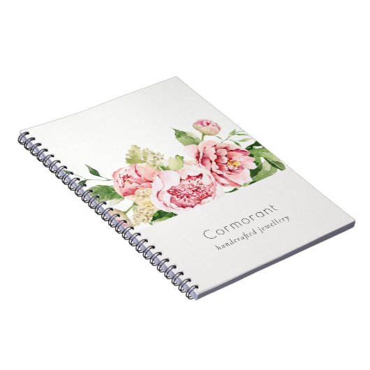 Elegant Clean Pink Green Waterverf Peony Floral Notitieboek (Rechterzijde)