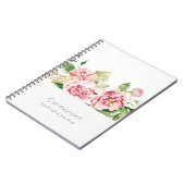 Elegant Clean Pink Green Waterverf Peony Floral Notitieboek (Linkerzijde)