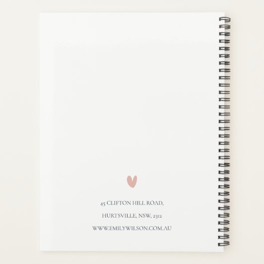 Elegant Clean Pink Green Waterverf Peony Floral Planner (Achterkant)