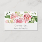 Elegant Clean Pink Green Waterverf Peony Floral Visitekaartje (Voorkant)