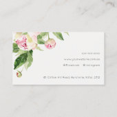 Elegant Clean Pink Green Waterverf Peony Floral Visitekaartje (Achterkant)