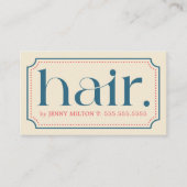Elegant Clean Retro Blauw Vet Haar Stylist Visitekaartje (Voorkant)