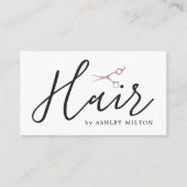 Elegant Clean Roos Gold Scissors Haarstylist Visitekaartje (Voorkant)