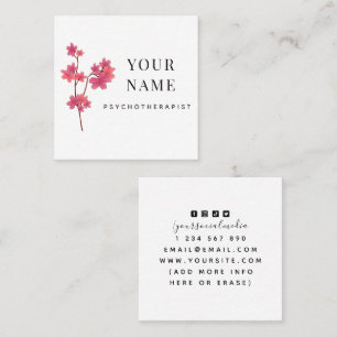 Elegant Clean Sakura Branch Psychotherapeut Flower Vierkante Visitekaartje