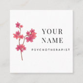 Elegant Clean Sakura Branch Psychotherapeut Flower Vierkante Visitekaartje (Voorkant)