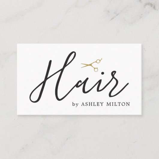 Elegant Clean Scissors Hair Stylist Benoeming Visitekaartje (Voorkant)