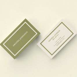 Elegant Clean Simple Sage Green Professional Visitekaartje